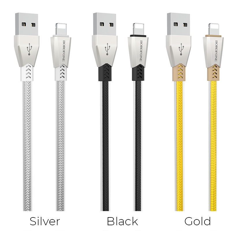 borofone bu2 zincjet lightning usb charging data cable colors