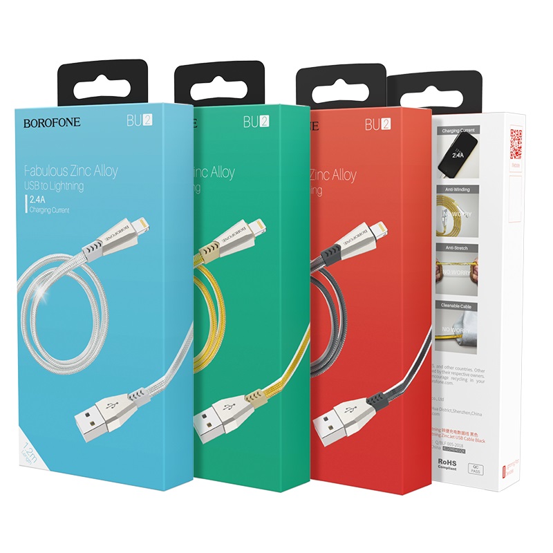 borofone bu2 zincjet lightning usb charging data cable packages