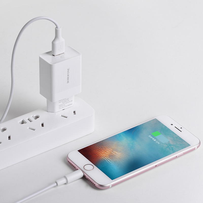 borofone ba17a centrino single usb port wall charger qc30 eu overview