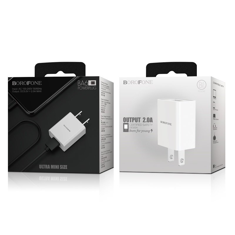borofone ba6 powerplug single usb port charger us package