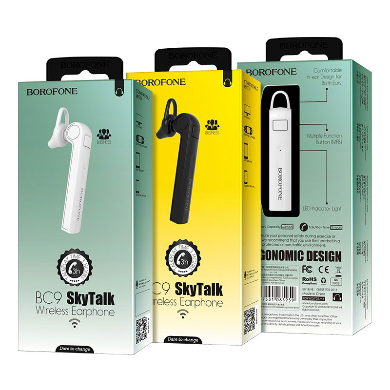 borofone bc9 skytalk business wireless earphone package