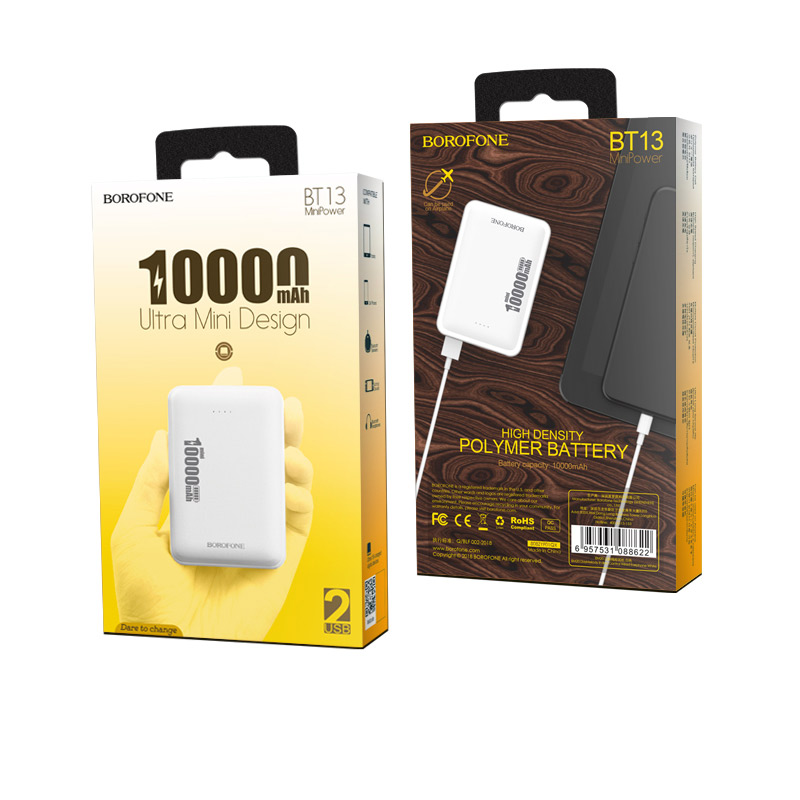borofone bt13 minipower power bank 10000mah package white