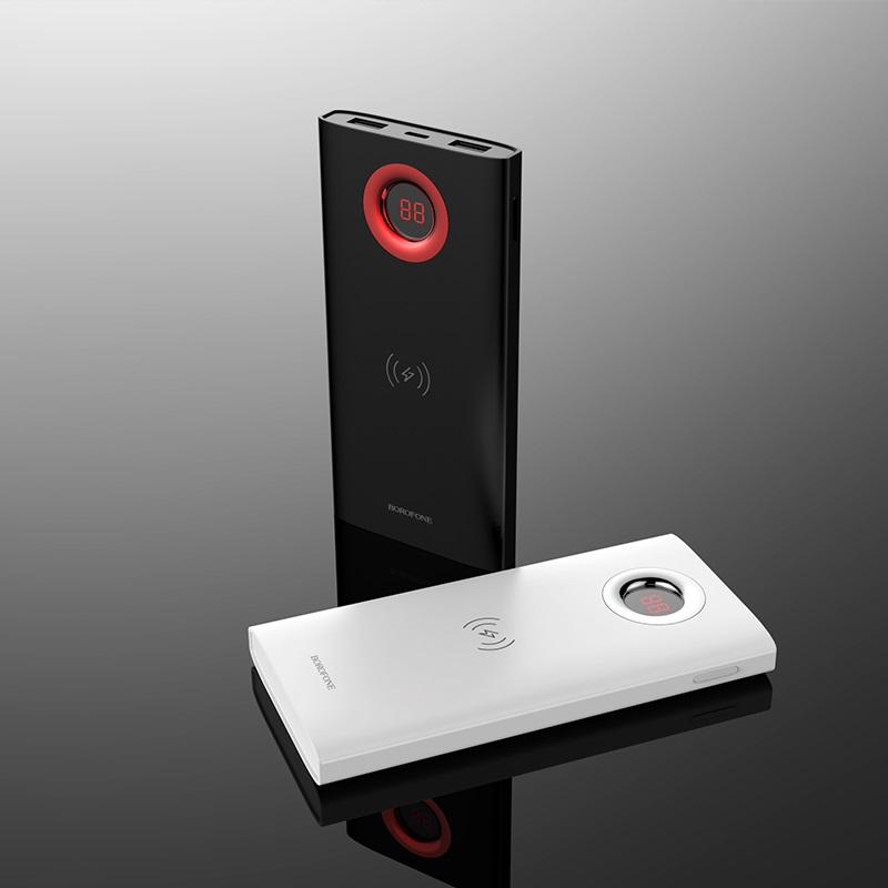 borofone bt16 airpower wireless charging power bank 10000mah black white