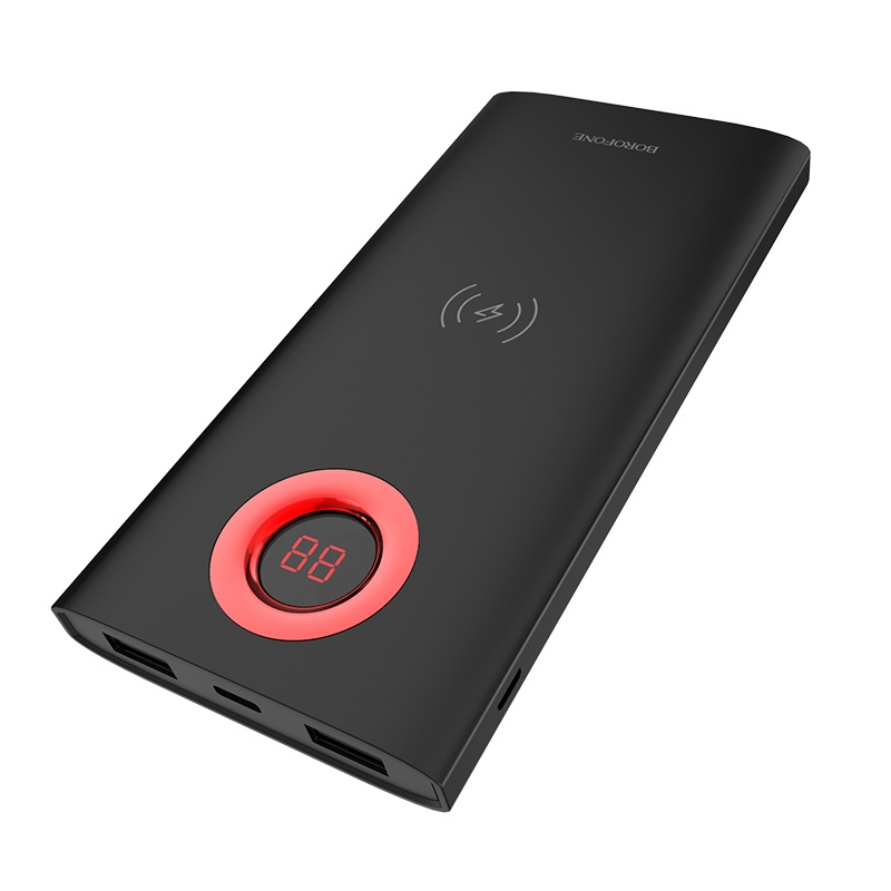 borofone bt16 airpower wireless charging power bank 10000mah display black