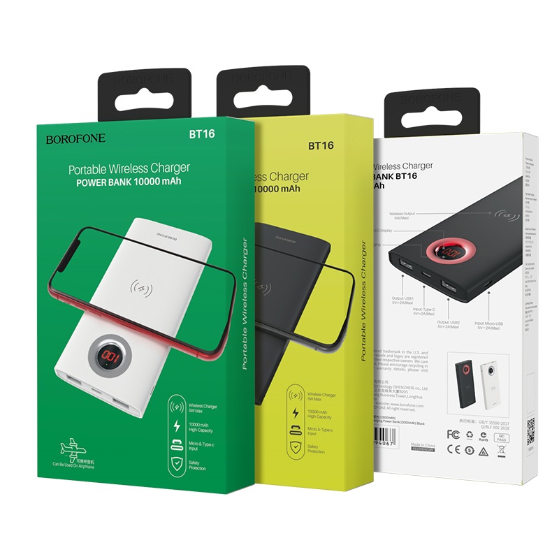 borofone bt16 airpower wireless charging power bank 10000mah packages