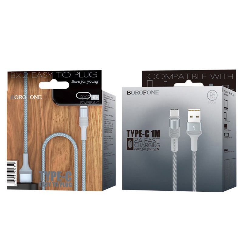 borofone bx2 powersync type c usb charging data cable box gray