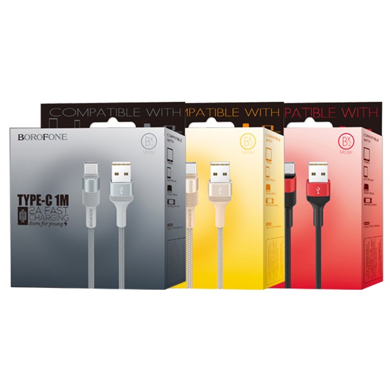 borofone bx2 powersync type c usb charging data cable package