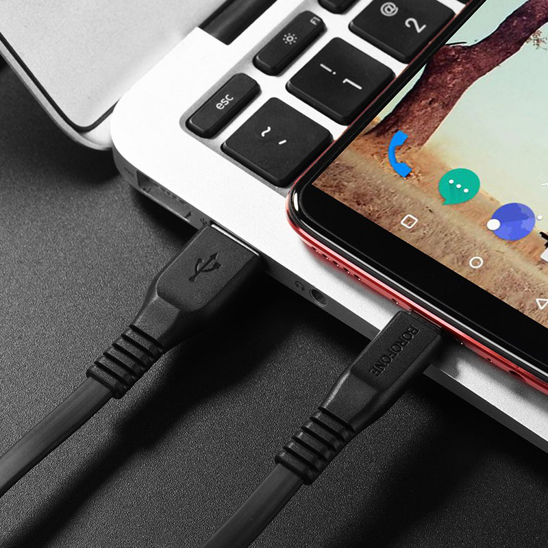 borofone bx5 flashsync type c usb charging data cable tail