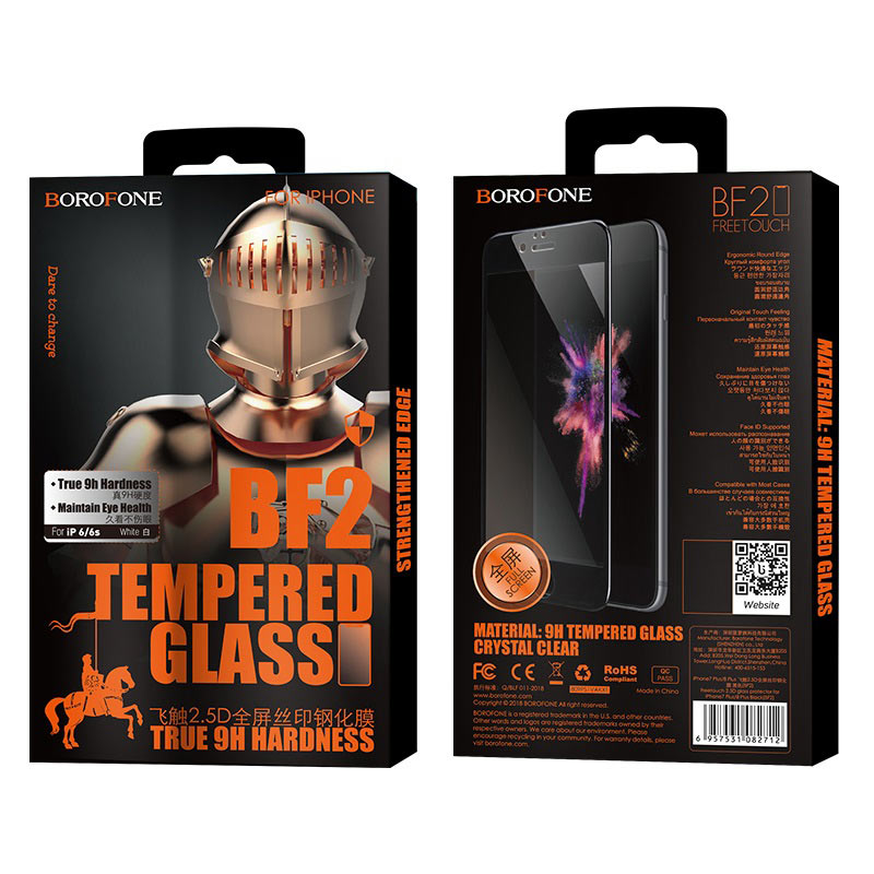borofone bf2 freetouch 2.5d tempered glass screen protector for iphone 6 6s package