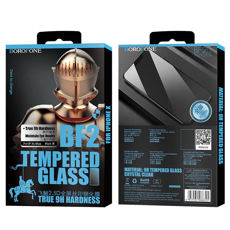 borofone bf2 freetouch 2.5d tempered glass screen protector for iphone xr package