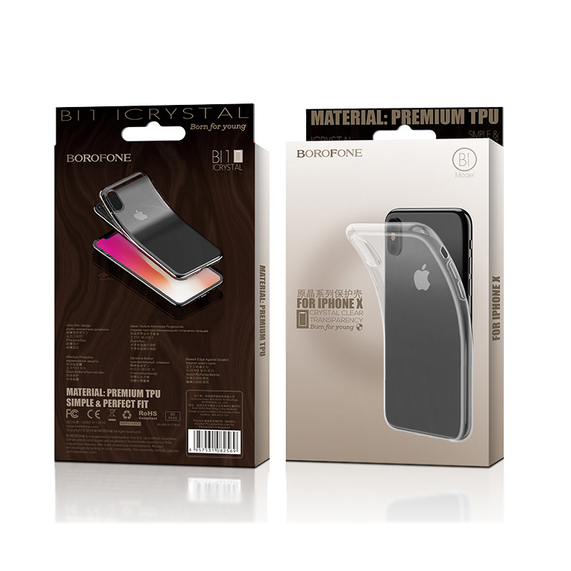 borofone bi1 icrystal protective case iphone x package