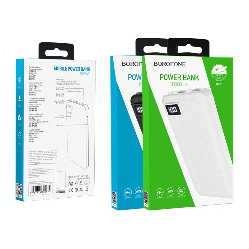 borofone bt22 intelligent mobile power bank 10000mah packages