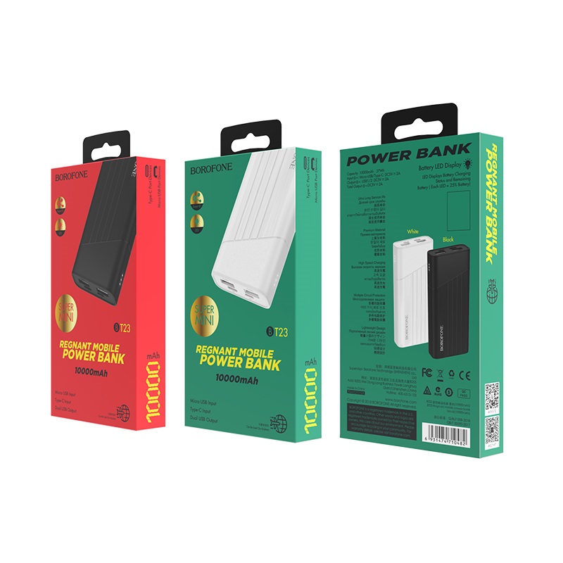 borofone bt23 regnant mobile power bank 10000mah package