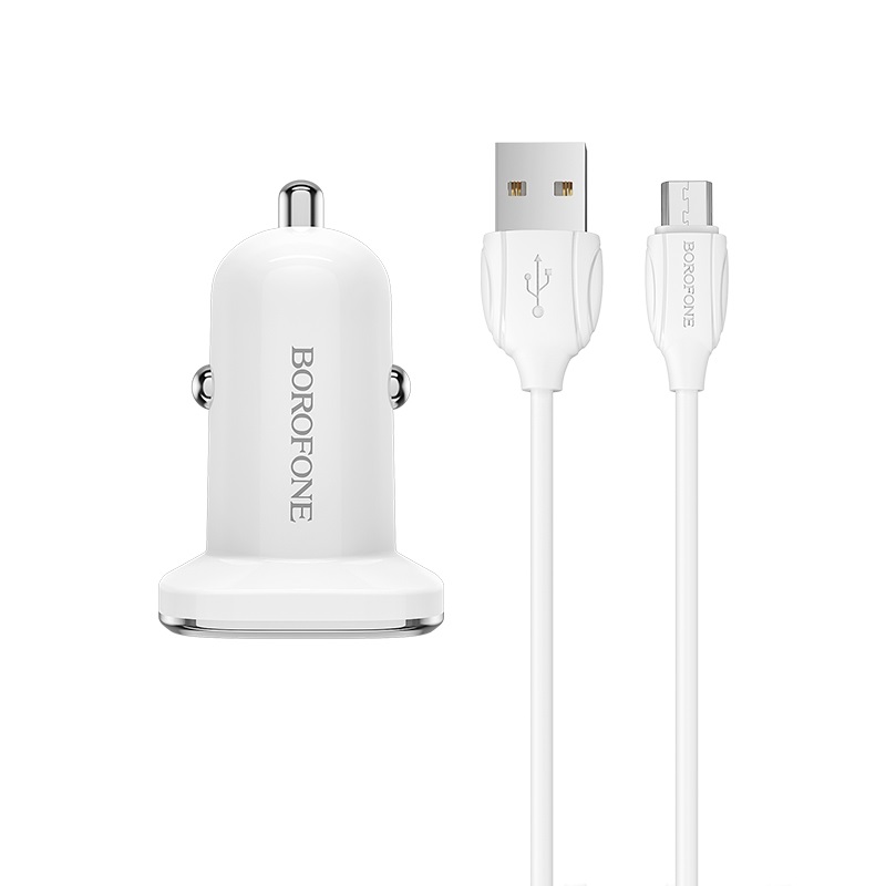 borofone bz12a lasting power qc30 single port in car charger set with micro usb cable