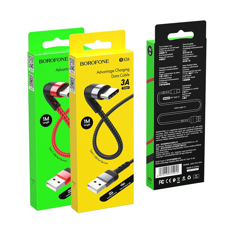borofone bx34 advantage charging data cable for type c package