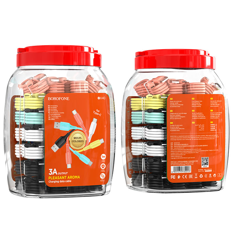borofone bx40 multicolor superior кабель для зарядки и передачи данных для type c упаковка банка