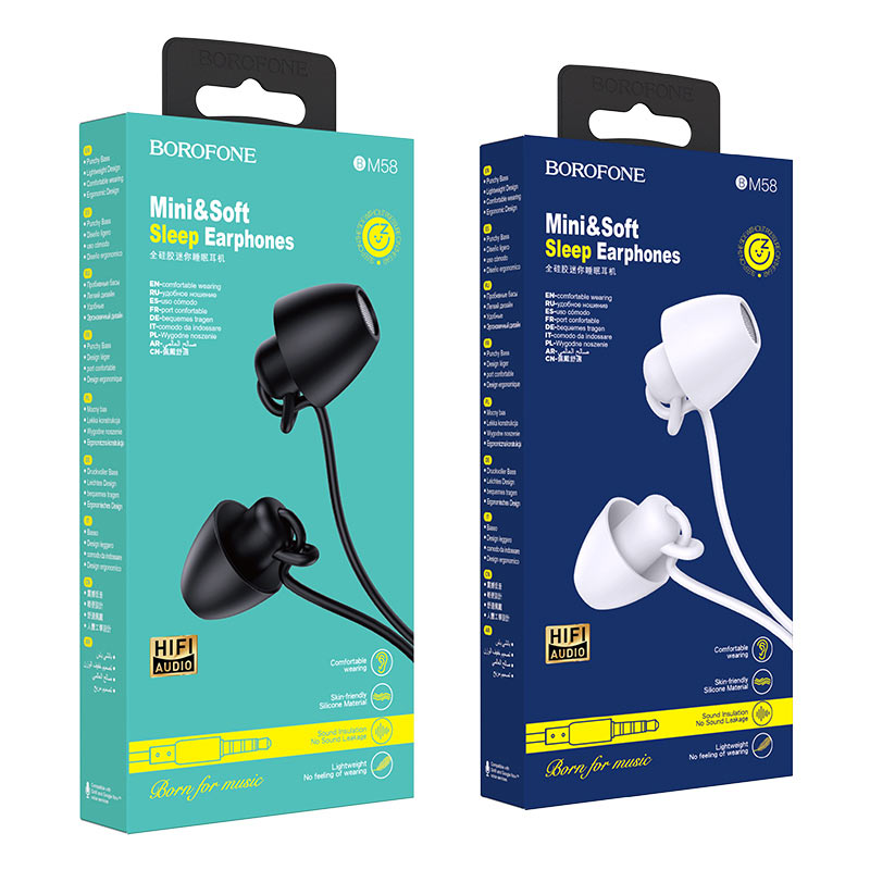 borofone bm58 peaceful universal sleeping earphone with mic packages