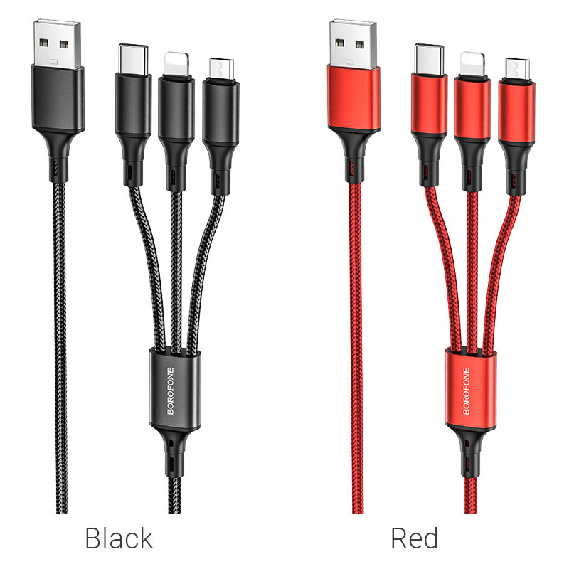 borofone bx50 3in1 fresco charging cable colors
