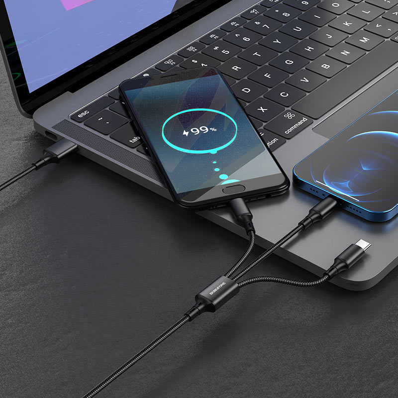 borofone bx50 3in1 fresco charging cable interior black
