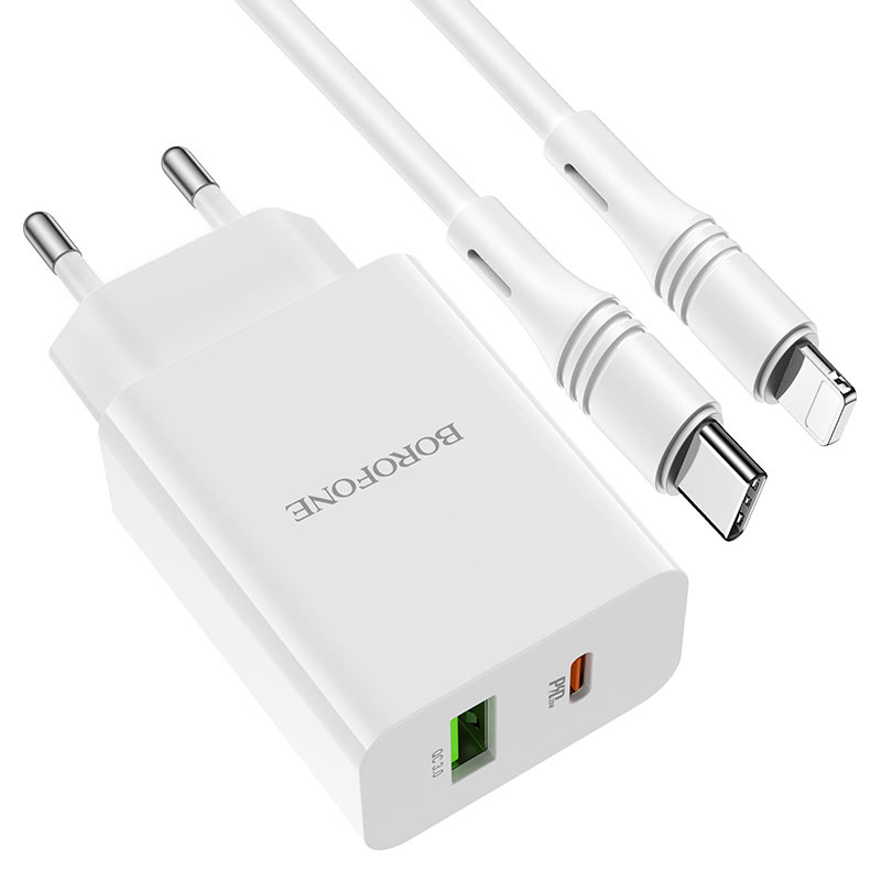 borofone ba56a lavida dual port pd20w qc3 wall charger eu tc ltn set