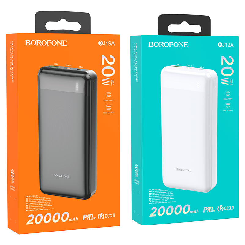 borofone bj19a incredible pd20w qc3 портативный аккумулятор 20000mah упаковка