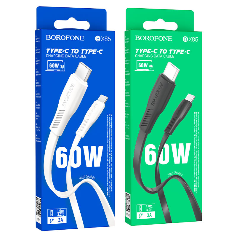borofone bx85 auspicious 60w charging data cable usbc to usbc packaging
